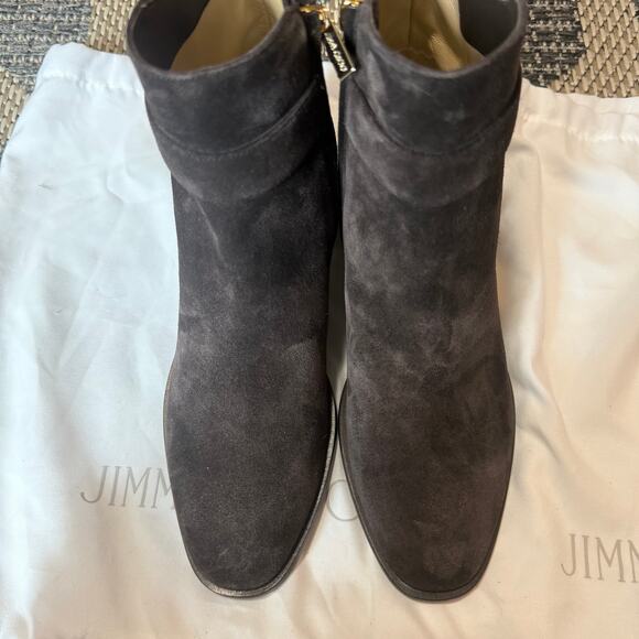 JIMMY CHOO Noor 45 Coffee Velvet Suede Ankle Boots Size 39 - Picture 5 of 10